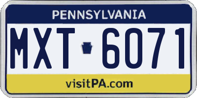 PA license plate MXT6071