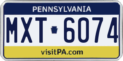PA license plate MXT6074