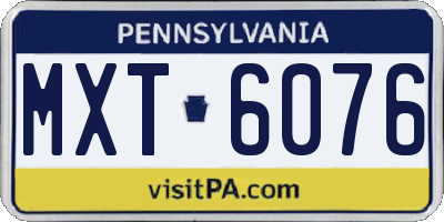PA license plate MXT6076