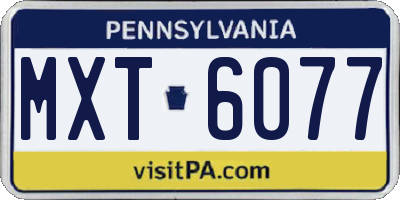 PA license plate MXT6077