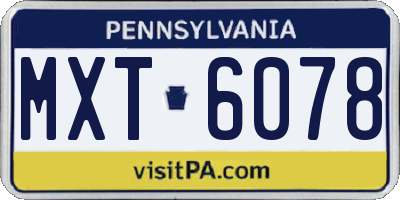 PA license plate MXT6078