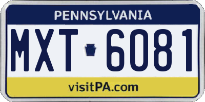 PA license plate MXT6081