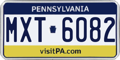 PA license plate MXT6082