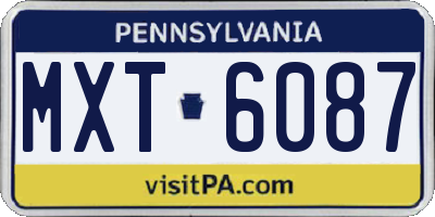 PA license plate MXT6087