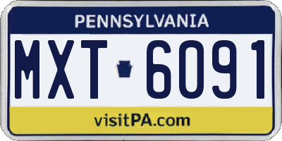 PA license plate MXT6091