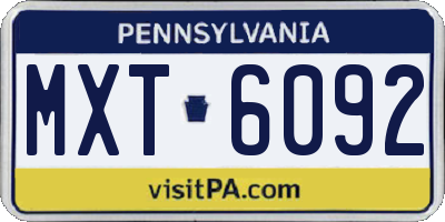 PA license plate MXT6092