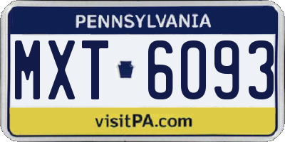 PA license plate MXT6093