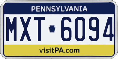 PA license plate MXT6094