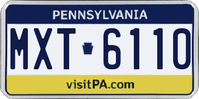PA license plate MXT6110