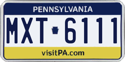 PA license plate MXT6111