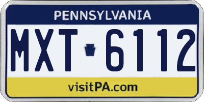 PA license plate MXT6112