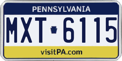 PA license plate MXT6115