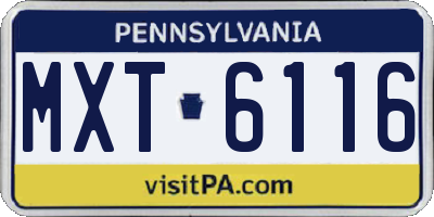 PA license plate MXT6116
