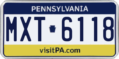 PA license plate MXT6118
