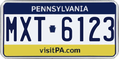 PA license plate MXT6123