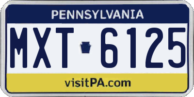 PA license plate MXT6125