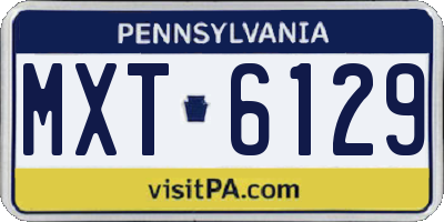 PA license plate MXT6129