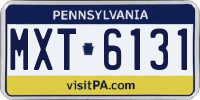 PA license plate MXT6131