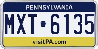 PA license plate MXT6135