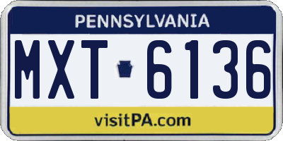 PA license plate MXT6136