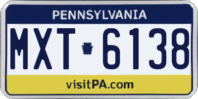 PA license plate MXT6138