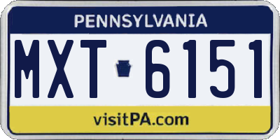 PA license plate MXT6151