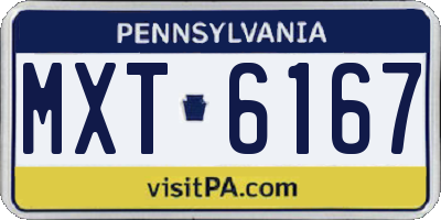 PA license plate MXT6167