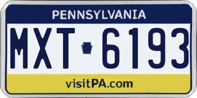 PA license plate MXT6193