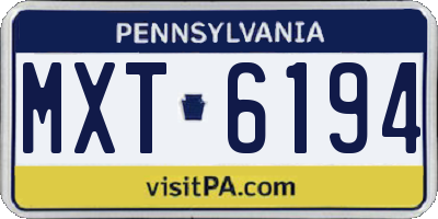 PA license plate MXT6194
