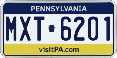 PA license plate MXT6201