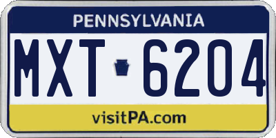PA license plate MXT6204