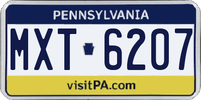 PA license plate MXT6207