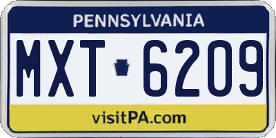 PA license plate MXT6209