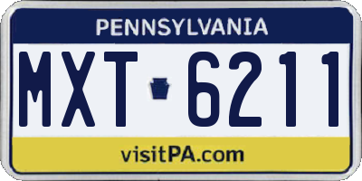 PA license plate MXT6211
