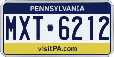 PA license plate MXT6212