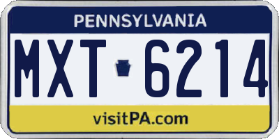 PA license plate MXT6214