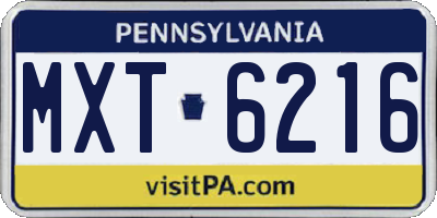 PA license plate MXT6216