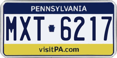 PA license plate MXT6217
