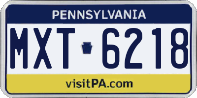 PA license plate MXT6218