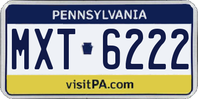 PA license plate MXT6222
