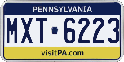 PA license plate MXT6223