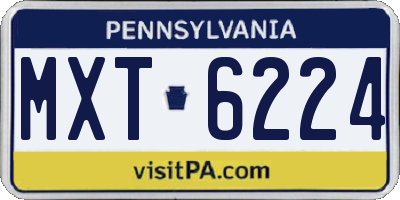 PA license plate MXT6224