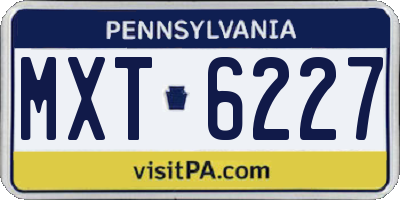 PA license plate MXT6227