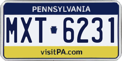 PA license plate MXT6231
