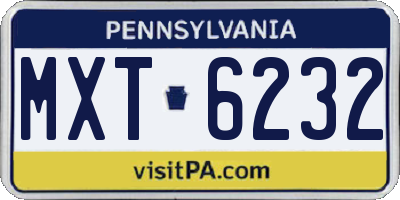 PA license plate MXT6232