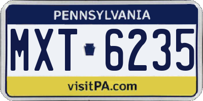 PA license plate MXT6235
