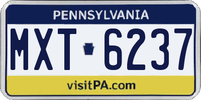 PA license plate MXT6237