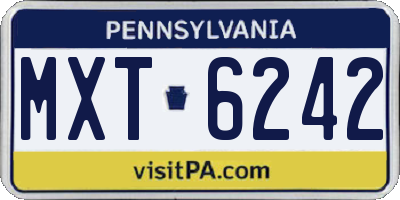 PA license plate MXT6242