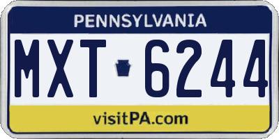 PA license plate MXT6244