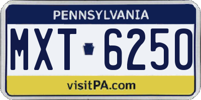 PA license plate MXT6250